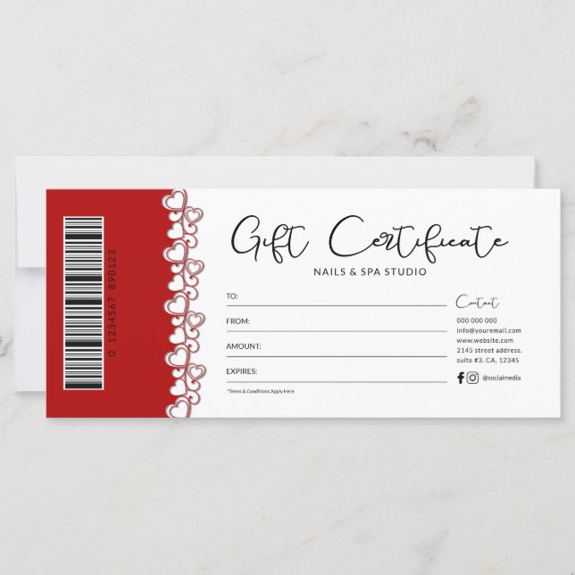 Cartão Certificado de Presente de Dia dos Namorados Vinta (Frente)
