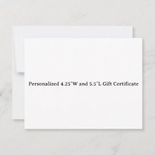 Cartão Certificado de Presente Personalizado 10cm L e 23c