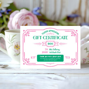 Cartão Certificado de Presente Personalizado de Agradecim