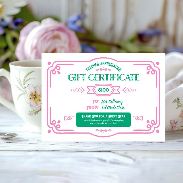 Cartão Certificado de Presente Personalizado de Agradecim (Criador carregado)