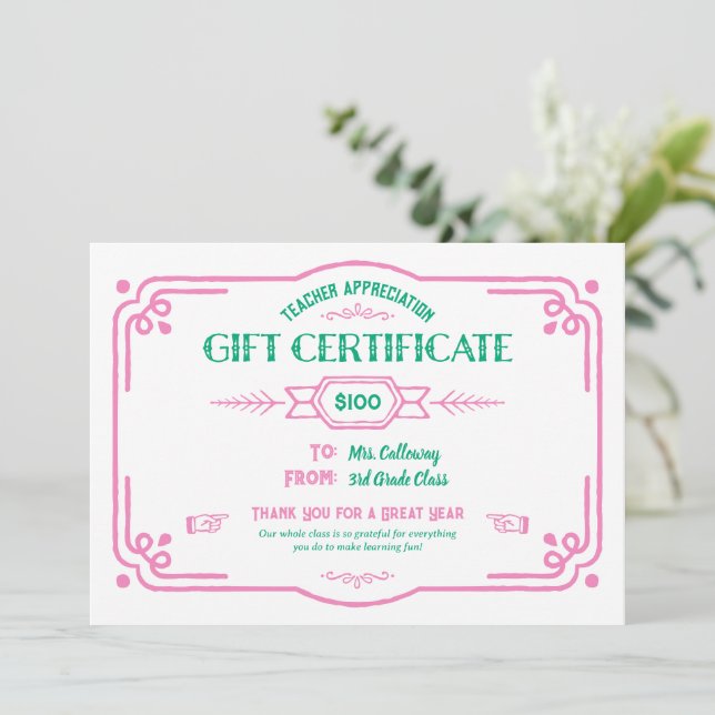 Cartão Certificado de Presente Personalizado de Apreciaçã (Em pé/Frente)
