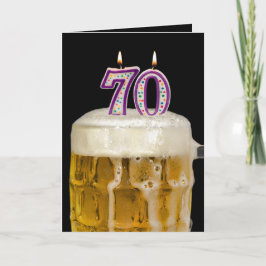 Cartão Cerveja de Aniversário 70 a preto