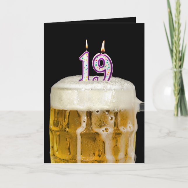 Cartão Cerveja de aniversário de 19 anos em preto (Frente)