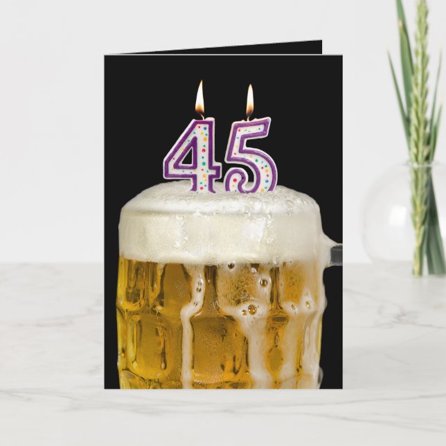 Cartão Cerveja de aniversário de 45 anos em preto (Frente)