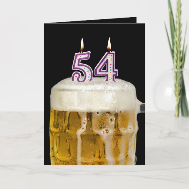 Cartão Cerveja de aniversário de 54 anos em preto (Frente)