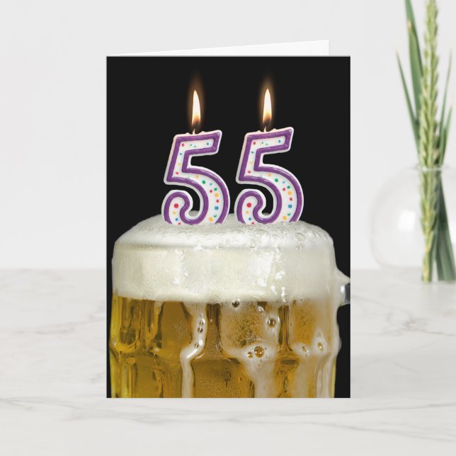Cartão Cerveja de aniversário de 55 anos (Frente)