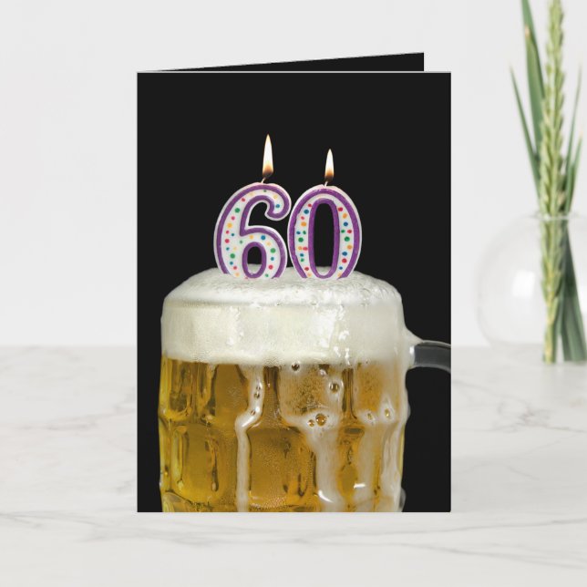 Cartão Cerveja de aniversário de 60 anos (Frente)