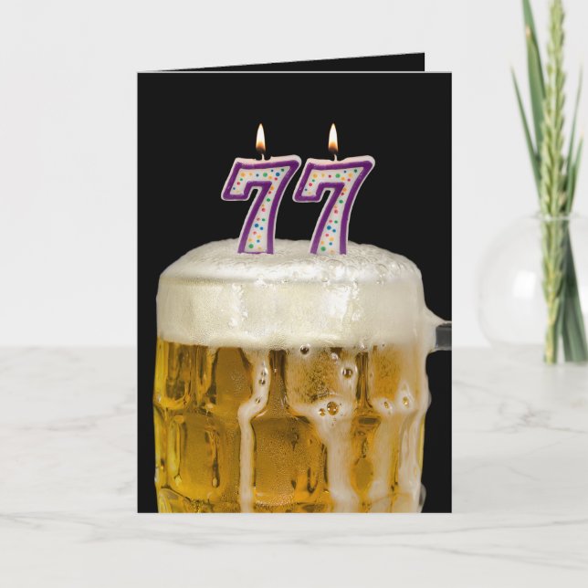 Cartão Cerveja de aniversário de 77 anos em preto (Frente)