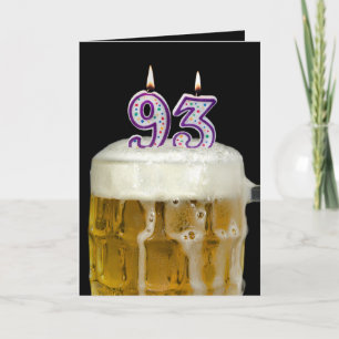 Cartão Cerveja de aniversário de 93 anos a preto