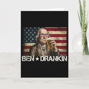 Cartão Cerveja Engraçada Ben Drankin 4 De Julho Bandeira 