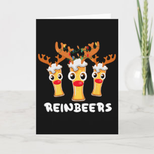 Cartão Cerveja Engraçada de Rena Reinbeers Natal Bebendo