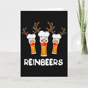 Cartão Cerveja Engraçada de Rena Reinbeers Natal Bebendo