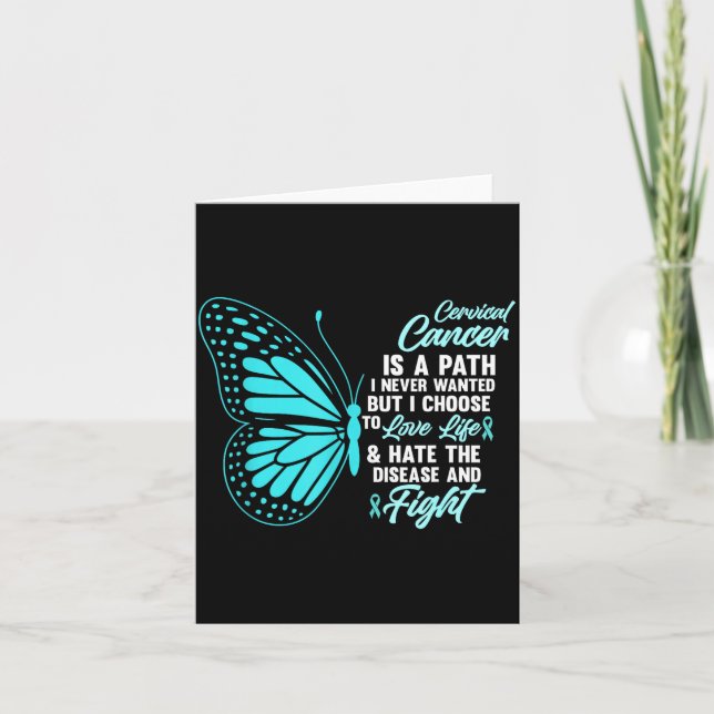 Cartão Cervical Cancer Awareness Butterfly Quote Suprt  (Frente)