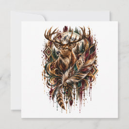 Cartão Cervo Tribal Boho, Sonhando com Cervo