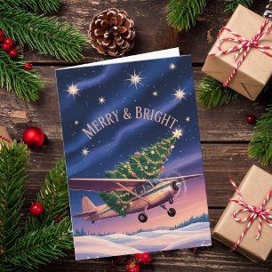 Cartão Cessna Avião transporta Foto de árvore de Natal En
