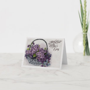 Cartão Cesta de Flores Vintage – Florescer no Dia das Mãe