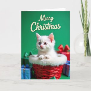 Cartão Cesta de Natal de Felino Festivo