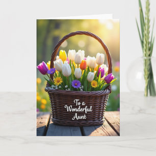 Cartão Cesta de Tulipas para o Dia das Mães
