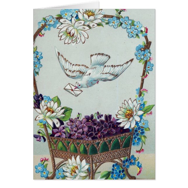 Cartão Cesta Dourada de Flores (Frente)