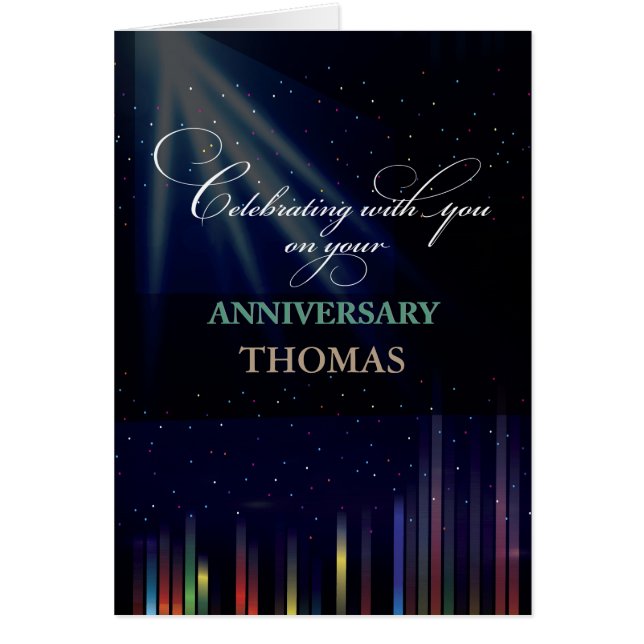 Cartão Céu de Aniversário do Funcionário, Congr Preto Per (Frente)