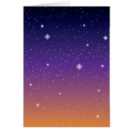 Cartão Céu roxo e dourado estrelado do pôr do sol