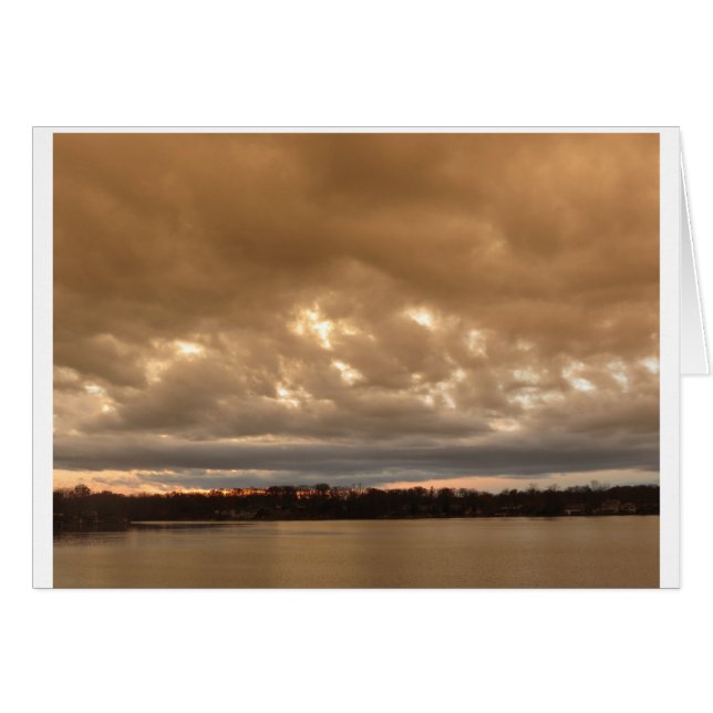 Cartão céu tormentoso da noite no lago #3 pine (Frente Horizontal)