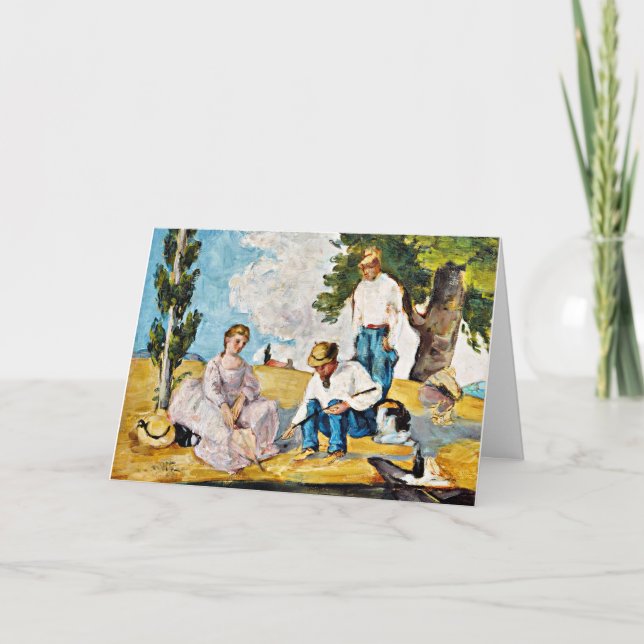 Cartão Cezanne - Piquenique num Riverbank (Frente)