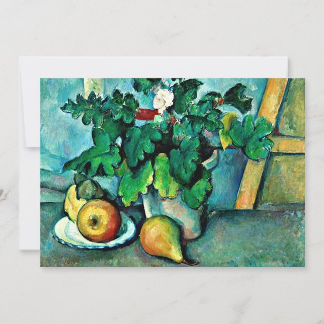 Cartão Cezanne - Pote de Primroses e Frutas (Frente)