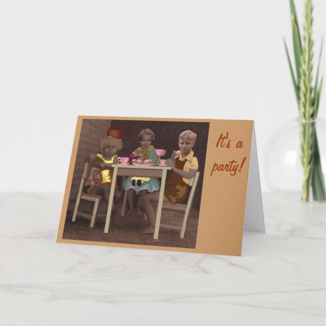 Cartão Chá à tarde, é uma festa! (Frente)