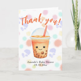 Cartão Chá de Bebê Bubble Tea Aquarela Obrigado