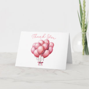 Cartão Chá de Bebê Menina Aquarela Balão Rosa Obrigada