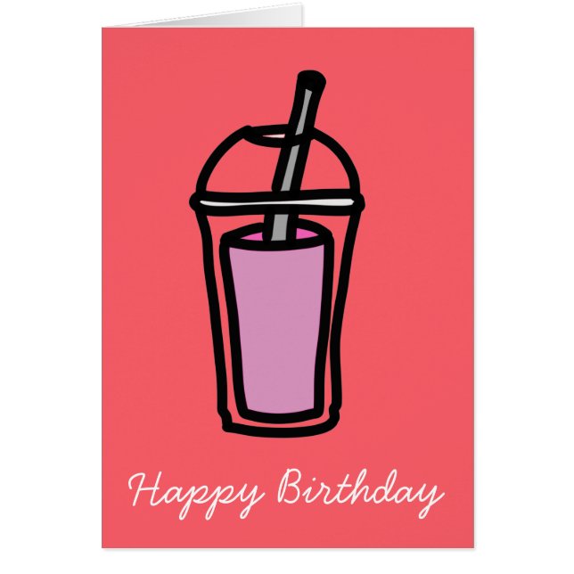 Cartão Chá de bolha cor-de-rosa com leite (Frente)