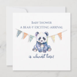 Cartão Chá de fraldas de bandeiras de panda de bebê com a