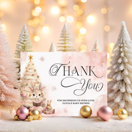 Cartão Chá de fraldas De Inverno Rosa Frio, Obrigado