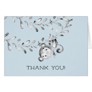 Cartão Chá de fraldas De Macacos Obrigado Nota