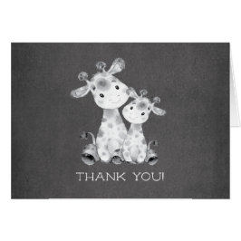 Cartão Chá de fraldas Girafa de Quadro Chalkboard Obrigad