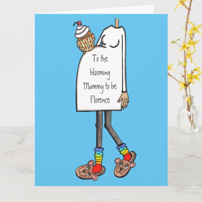 Cartão Chá de fraldas médio de tonalidade da pele (Flor Amarela)