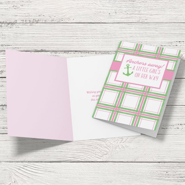 Cartão Chá de fraldas Náutico Da Rapariga Anchura (Criador carregado)