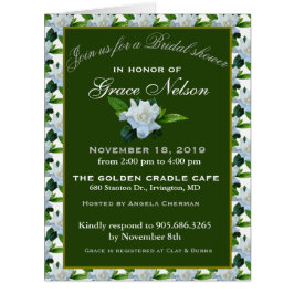 Cartão Chá de panela de Folhagem Verde de Gardenia Branca