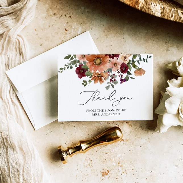 Cartão Chá de panela de queda elegante Obrigado (Criador carregado)