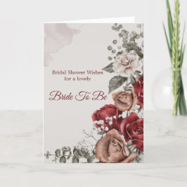 Cartão Chá de panela de Rosas de bronze vermelho floral