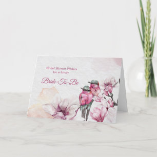 Cartão Chá de panela Floral Rosa Magnólia
