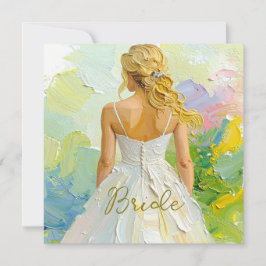 Cartão Chá de panela White Dress no fundo do abstrato