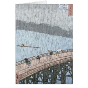 Cartão Chá súbito sobre a ponte Shin-Ohashi e
