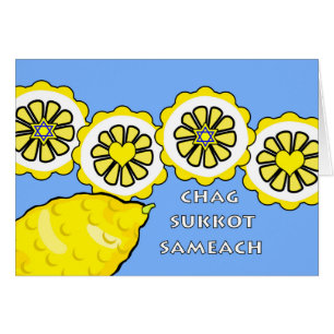 Cartão Chag Sukkot Sameach, Etrog inteiro e fatias