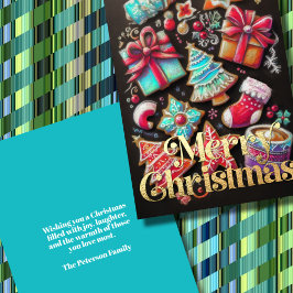 Cartão Chalk Desenhando Cookies de Natal Decorados Castan