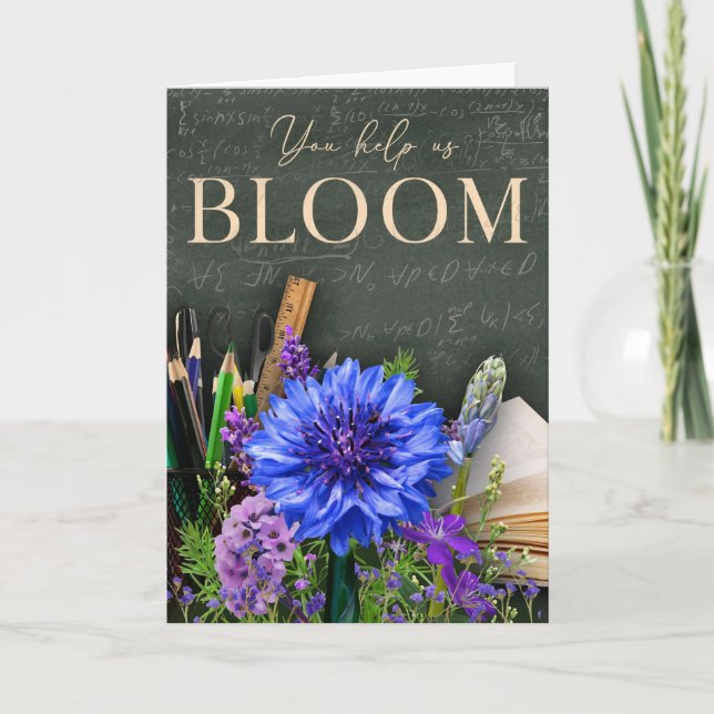 Cartão Chalkboard Floral Teacher Card (Frente)