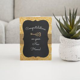 Cartão Chalkboard Lock & Key Housewarming Card