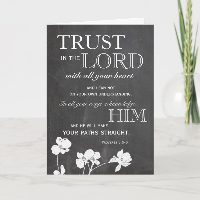 Cartão Chalkboard Trust in the Lord Encouragement Card (Frente)
