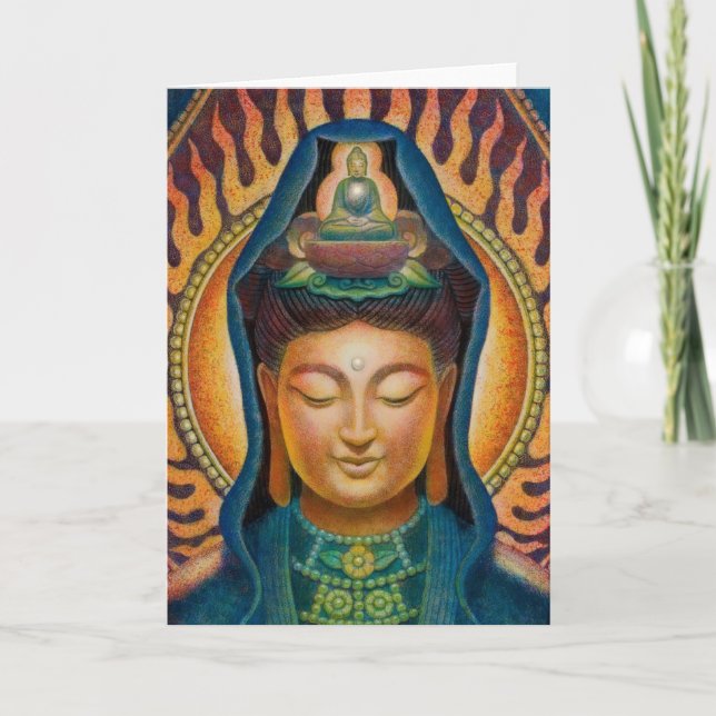 Cartão Chama de Kuan Yin da deusa (Frente)